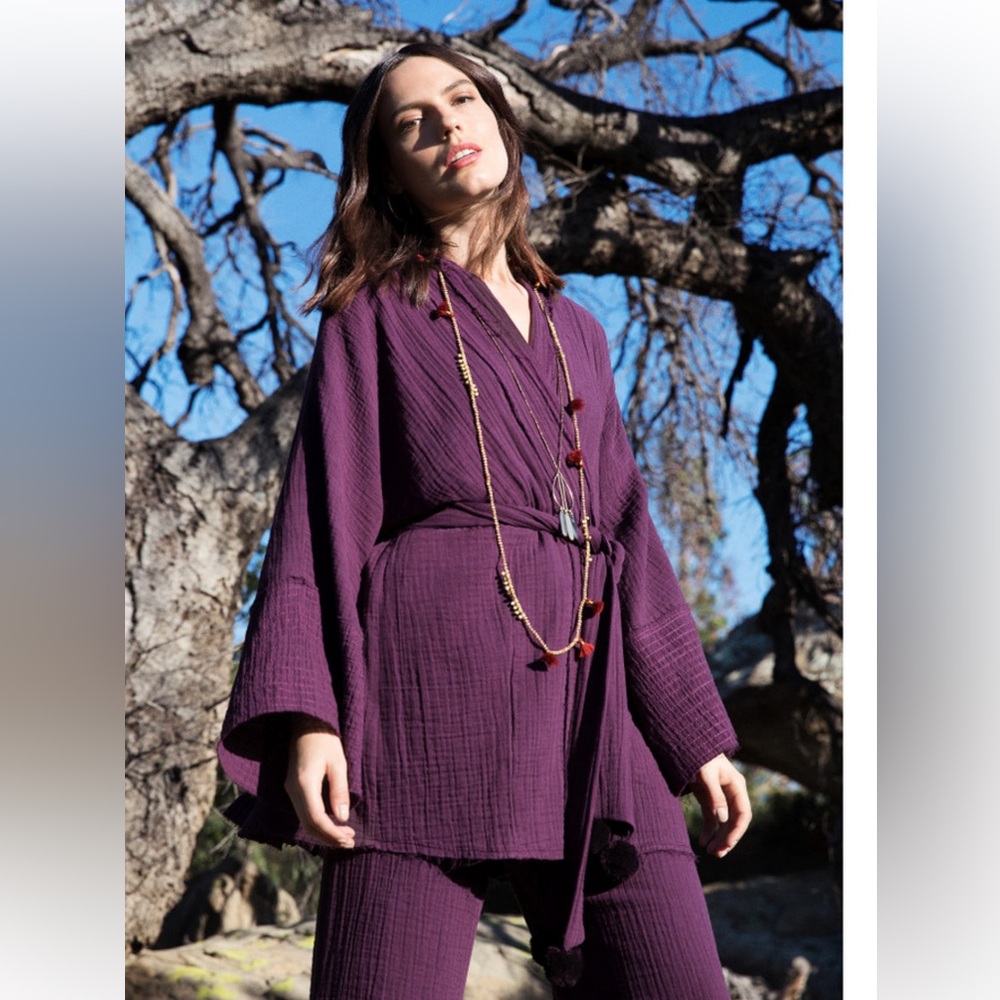New Johnny Was Double Gauze Belted Boho Kimono Ladies M/L
